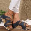 Damen Römersandalen mit Keilabsatz und Nieten Bequeme Sommerschuhe