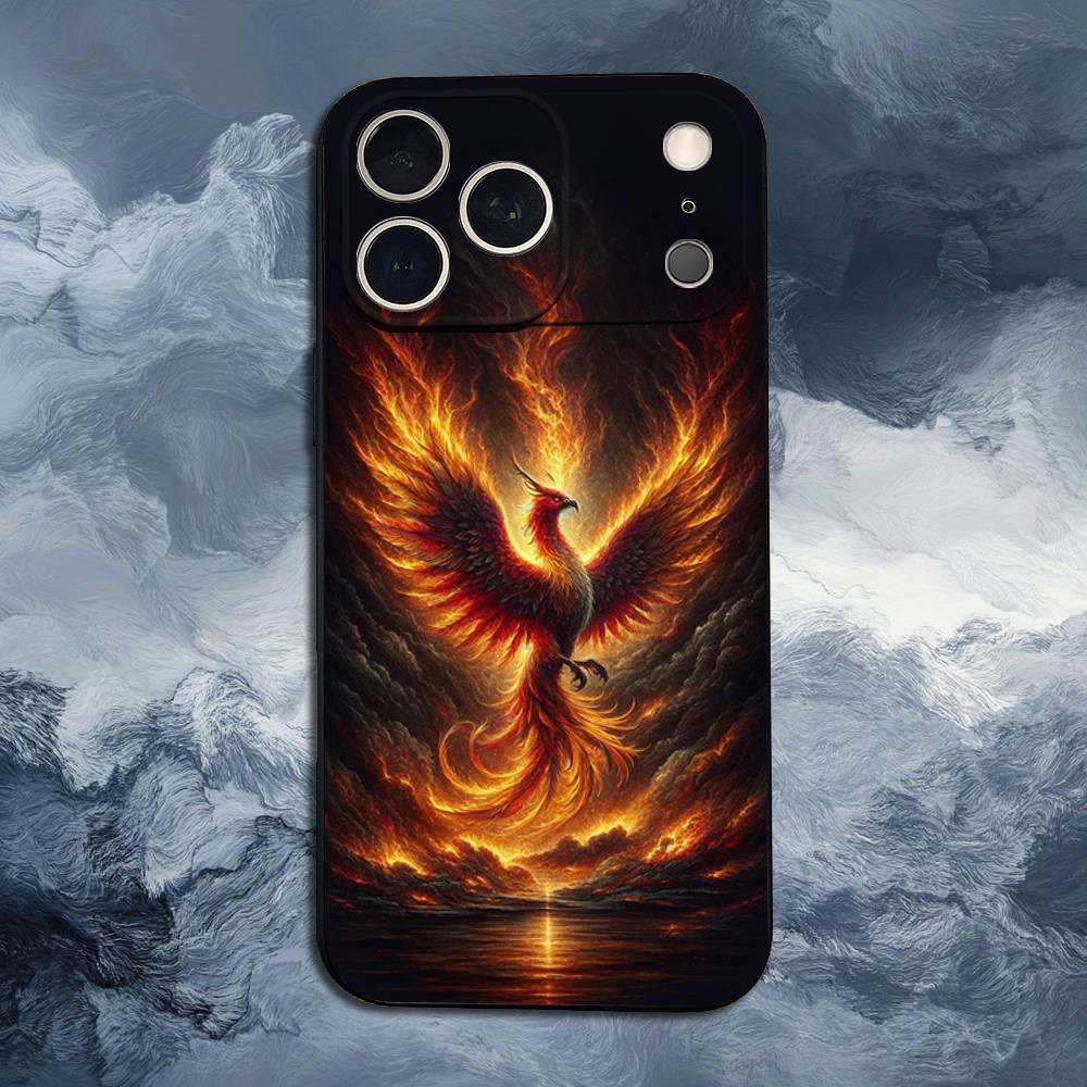 Cool Phoenix For iPhone 12,16,11,14,15,17,13,X,Mini,SE,Max,8,7,XR,XS,Plus,Pro,Soft Silicone Black Case