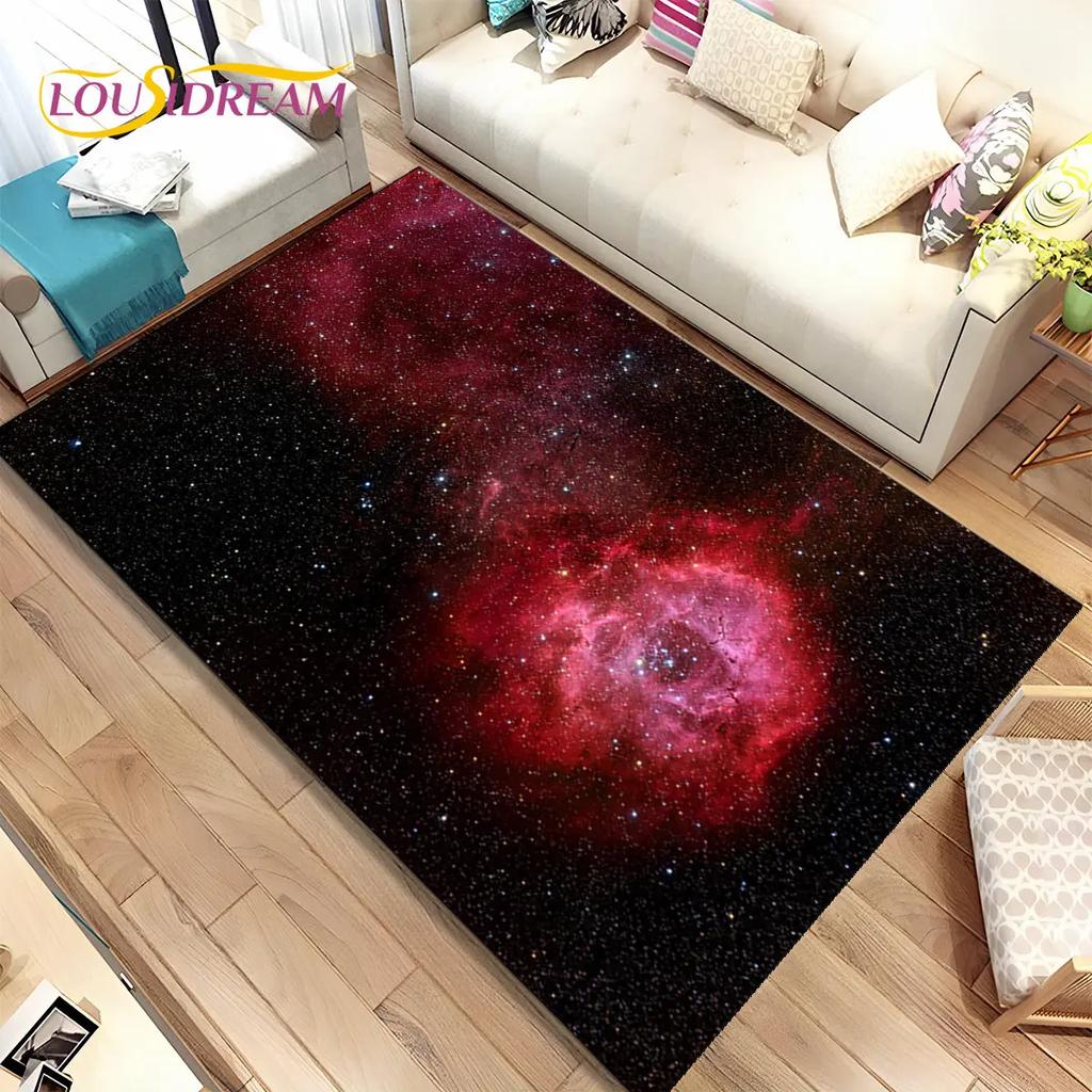 Galaxy Universe Space Stars Area Rug,Carpet Rug for Home Living Room Bedroom Sofa Doormat Decor,Kids play Non-slip Floor Mat HD