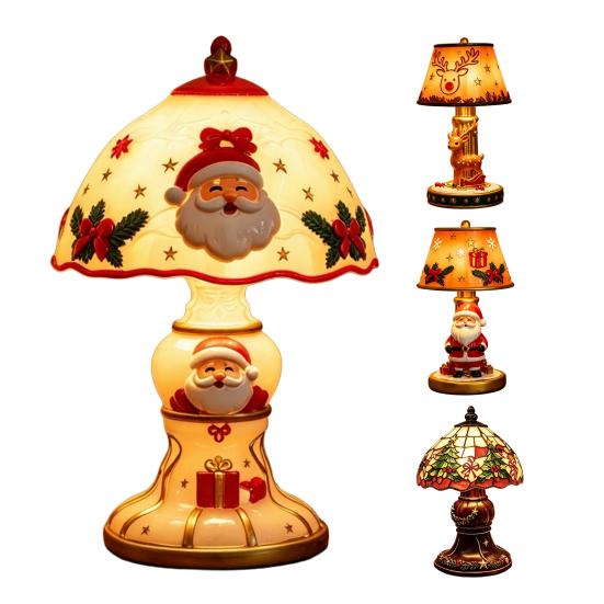Bedroom Holiday Decor Christmas Lighted Table Lamp, Santa Claus Reindeer Garden Balcony Ornaments Desktop Ornament for Living Room Indoor Home
