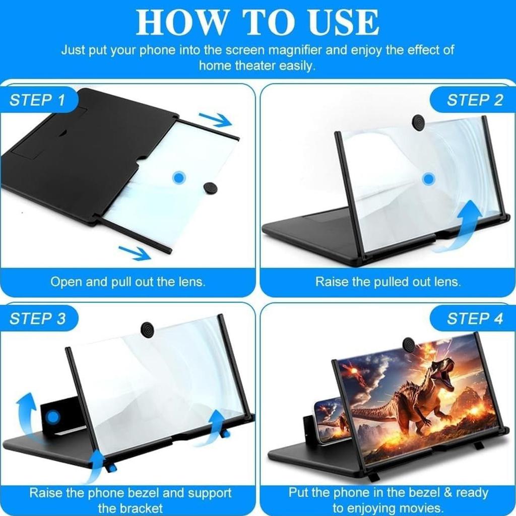 10 Inch Folding Mobile Screen Magnifying Glass Phone Desktop Stand 3D Mobile Phone Screen Magnifying Glass HD Video Amplifier