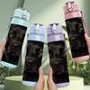 1PC Serious Black Labrador 750ml Color Plastic Sports Water Bottle Leakproof Flip Straw Lid Suitable for Sports Office Home Use