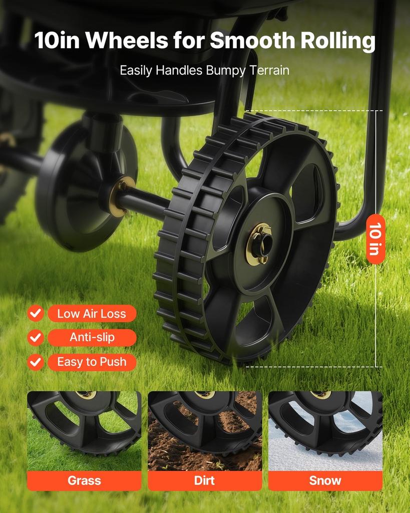 Push Lawn Spreader, 3m Spreading Width, Broadcast Spreader with 59kg Load Capacity & 10 In All-Terrain Tires, Walk-Behind Garden & Lawn Broadcast