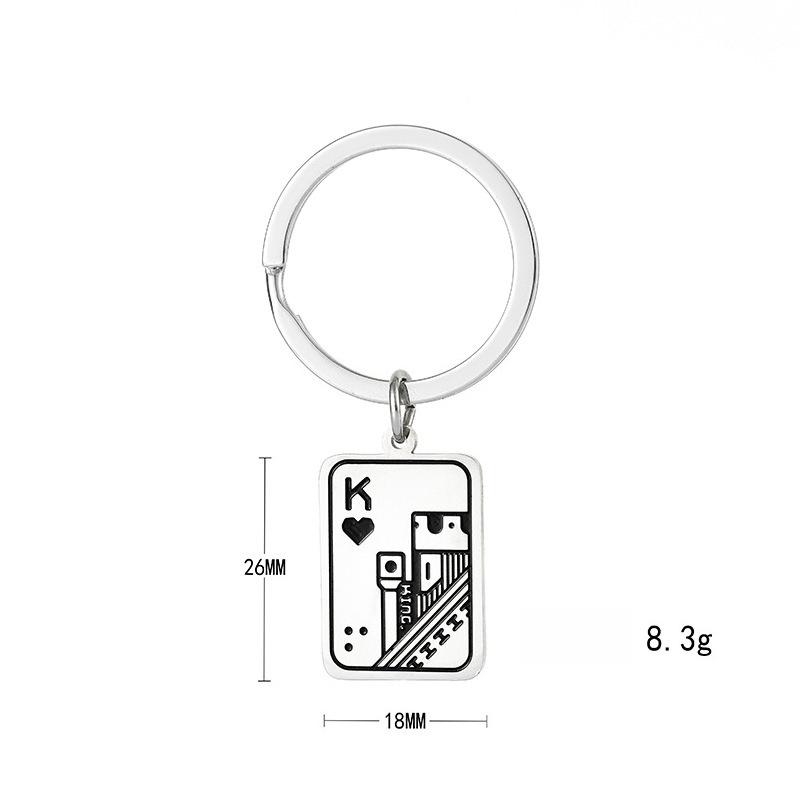 Creative Poker Stainless Steel Keychain Cool Stylish Design Fashion Bag Pendant Practical Personality Gift