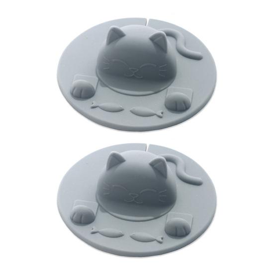 Cat Cup Lid Silicone Cover Heat-Resistant Non-Slip Hot Beverage Lid with Tea Bag Slot Cat Head Shape Microwave Dishwasher Safe Cup Lid