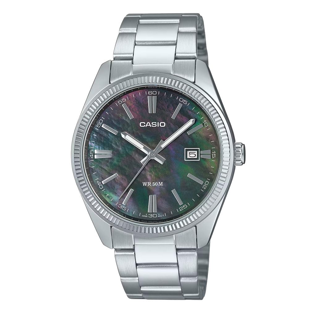 Casio MTP-1302DS-1A Analog Quartz Watch Silver Mother of Pearl