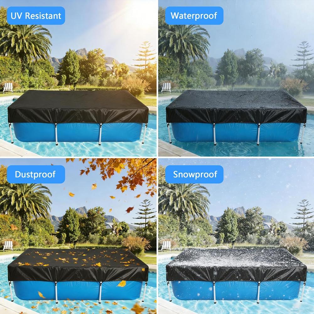 210D Rectangular Pool Cover Swimming Pool Cover for Above Ground Pool Frame Dust Rain Proof Garden Outdoor Square Pools Cover