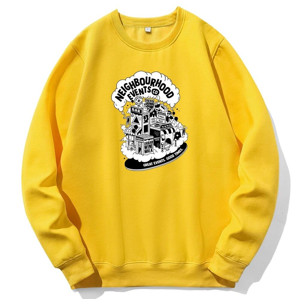 

Толстая флисовая уличная одежда с капюшоном с принтом «Соседство», «Хорошее событие», «Хорошее время», теплая удобная толстовка унисекс, мягкая толстовка унисекс большого размера S