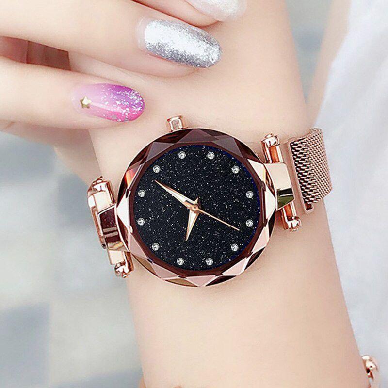 Montre-ceinture de mode pour femme Qualité Supérieure Ciel Étoilé Bracelet Magnétique Acier Inoxydable