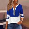 Spring New Fashion Casual Round Neck Zipper Large Size Women's Long Sleeve T-Shirt