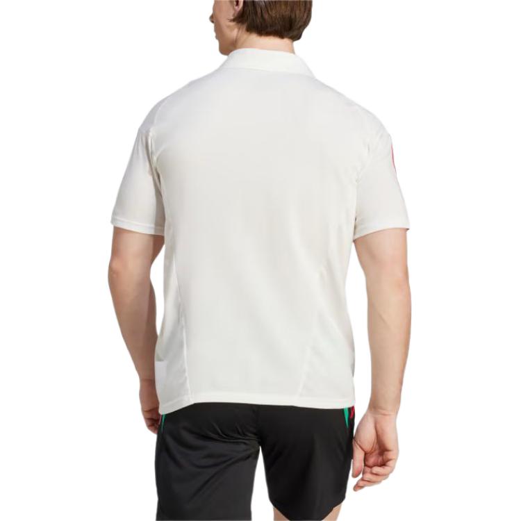 adidas Maglietta Polo Manchester United Tiro 23 a Righe Logo Ricamato Manica Corta Uomo Polo Bianche IA7240