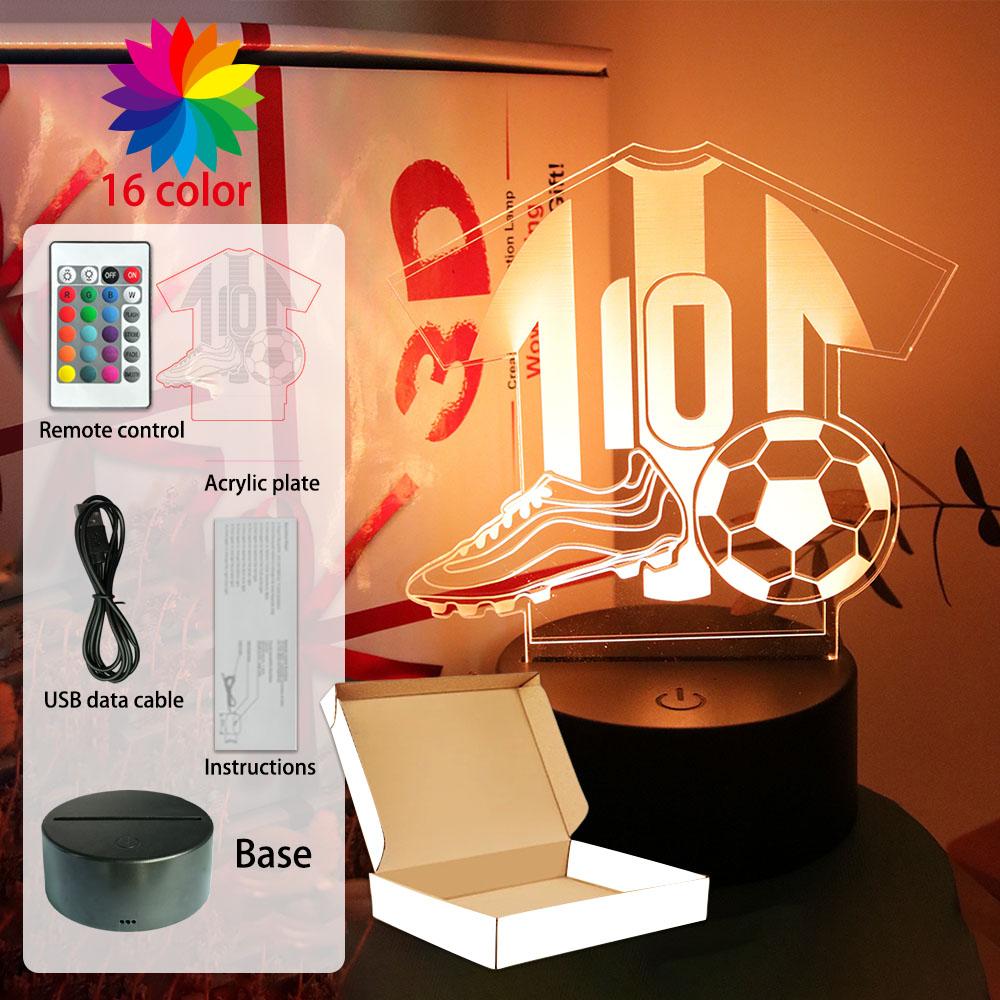 Football Player Night Light Touch Remote Control RGB LED Lamp Bedroom Decorate Novelty Creative Sports Theme Gift Boys Kids Fans