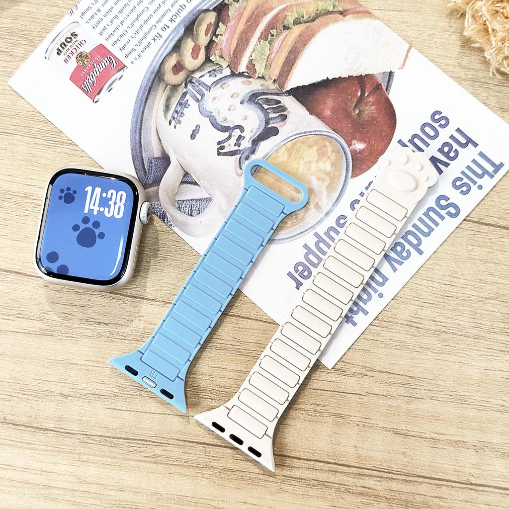 Magnetic Silicone Strap for Apple watch Bands Ultra 3 40mm 44 41mm 45 49mm 42mm/46mm correa Paw Bracelet iWatch 11 10 SE 9 8 7 6