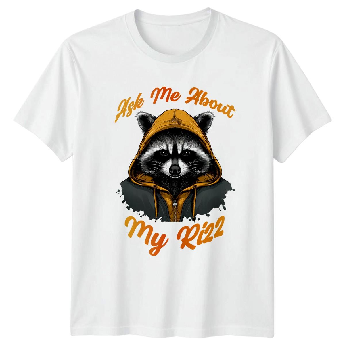 Ask Me About My Rizz T-Shirt Raccoon Humor Urban Wildlife S