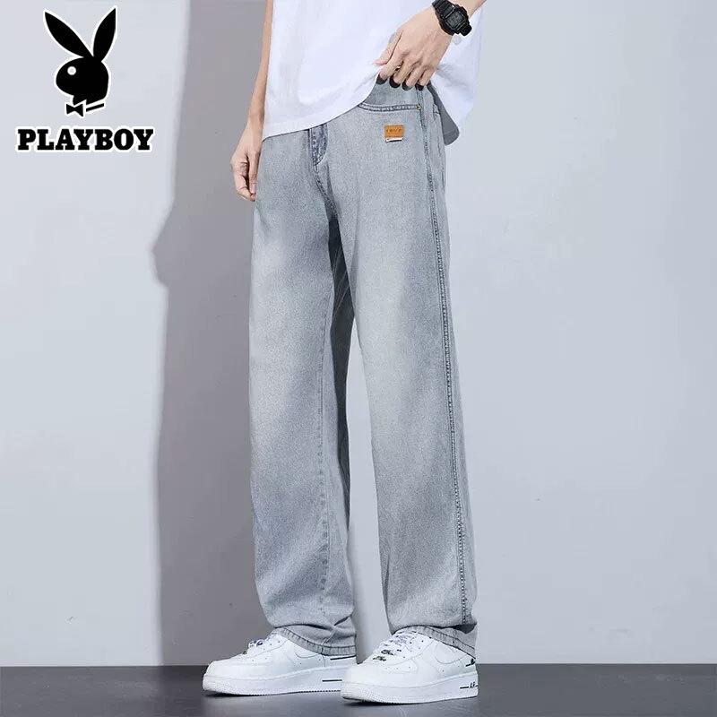 PLAYBOY Men's Tencel Blend Loose Straight Leg Denim Jeans