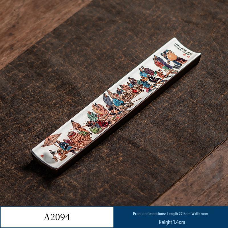 Guochao River & Mountain Ceramic Incense Holder - Retro Incense Stick Tray for Indoor Use