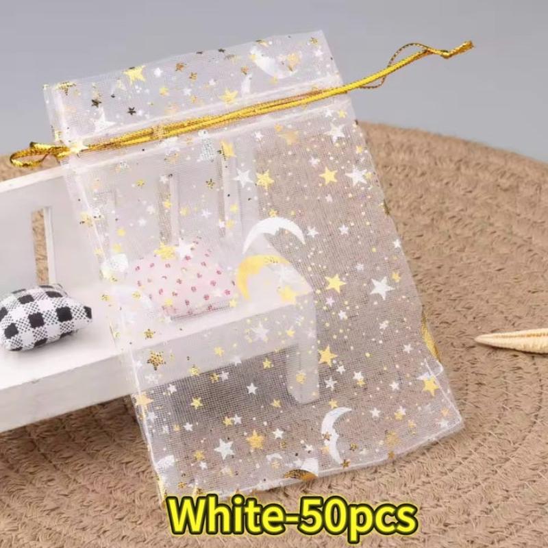 

Star Moon Organza Gift Bags Small Bag for Jewelry Pouch Mini Sachet Drawstring Storage Bag Jewelry Packaging Display Bags 7x9cm