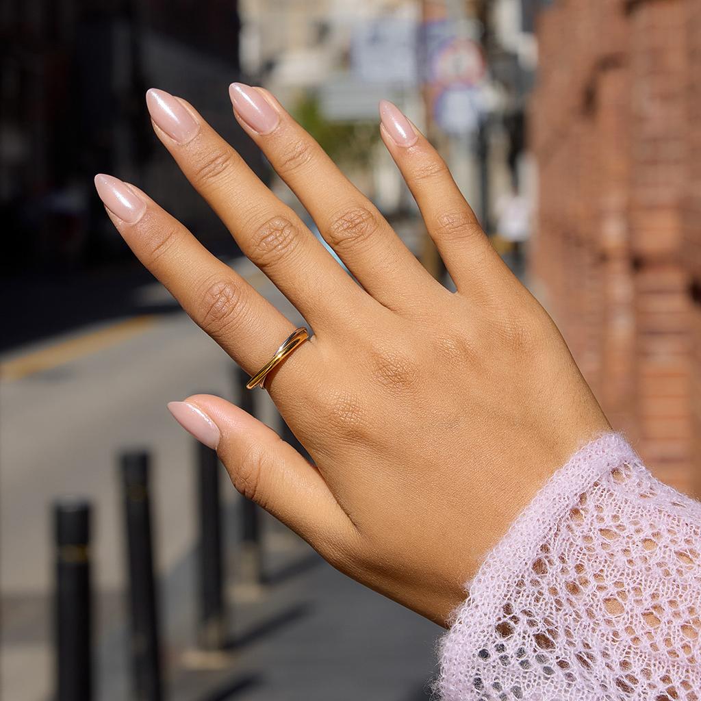 Niche Light Luxury High-end 18K Gold, Color Matching Double Ring Ring Jewelry