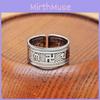 Retro Kupferring mit gealtertem geschwärztem Finish Unisex Sechs-Wort-Mantra Offener Ring Fabrik Großhandel