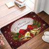 Christmas Entry Mat Burgundy Golden Light Snowflake Bokeh Print Durable Rug For Front Door Hallway Bedroom Home Decor