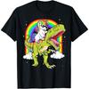 Rainbow Unicorn Riding T Rex - Dinosaur Boys Girls Men Women T-Shirt
