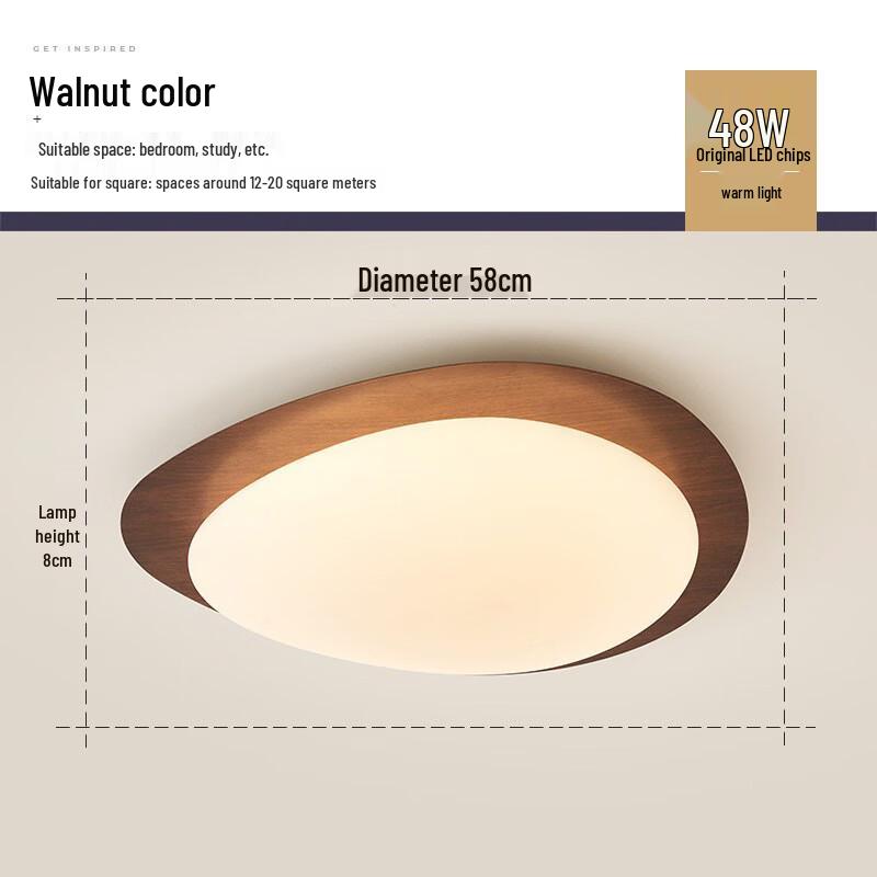 Modern Walnut LED Ceiling Light
