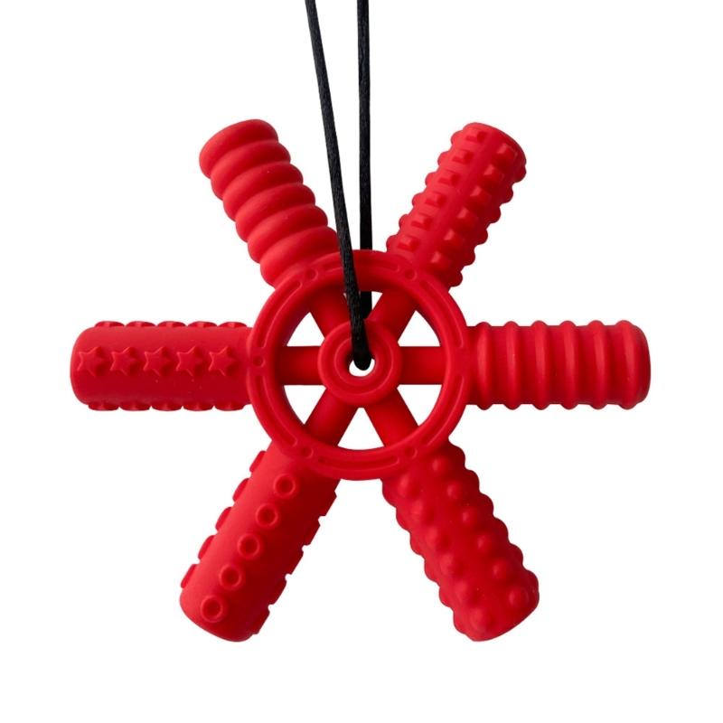 Прорезыватель для зубов в форме руля, силиконовый прорезыватель для младенцев, игрушка для облегчения прорезывания зубов для малышей, новорожденных, младенцев красный