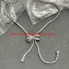 Elegant V-Gold Plated Butterfly Knot Pendant Necklace With Full CZ Rhinestones Tassel Detail Women