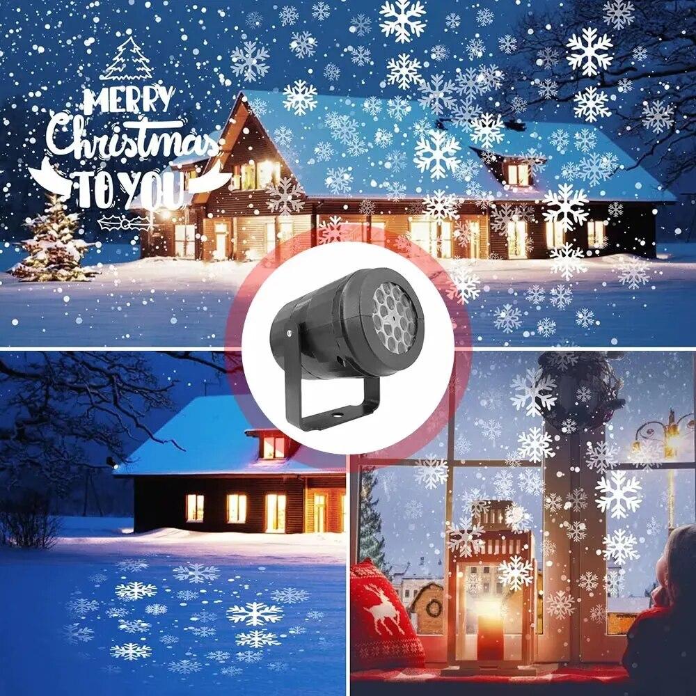 LED-Projektor, Nachtlicht, Schneeflocken-Projektor, Außenlampe, 360° drehbar, für Zuhause, Festivals, Party-Dekoration