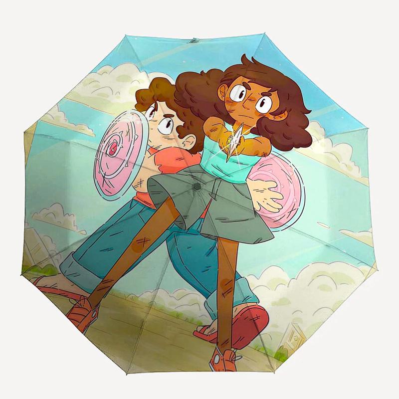 1pc Adventure Ready: Outdoor Umbrella Featuring Miraculous Heroes - Automatic Opening & Closing, Foldable Design, 8-Rib Structure, Perfect for Fans, T