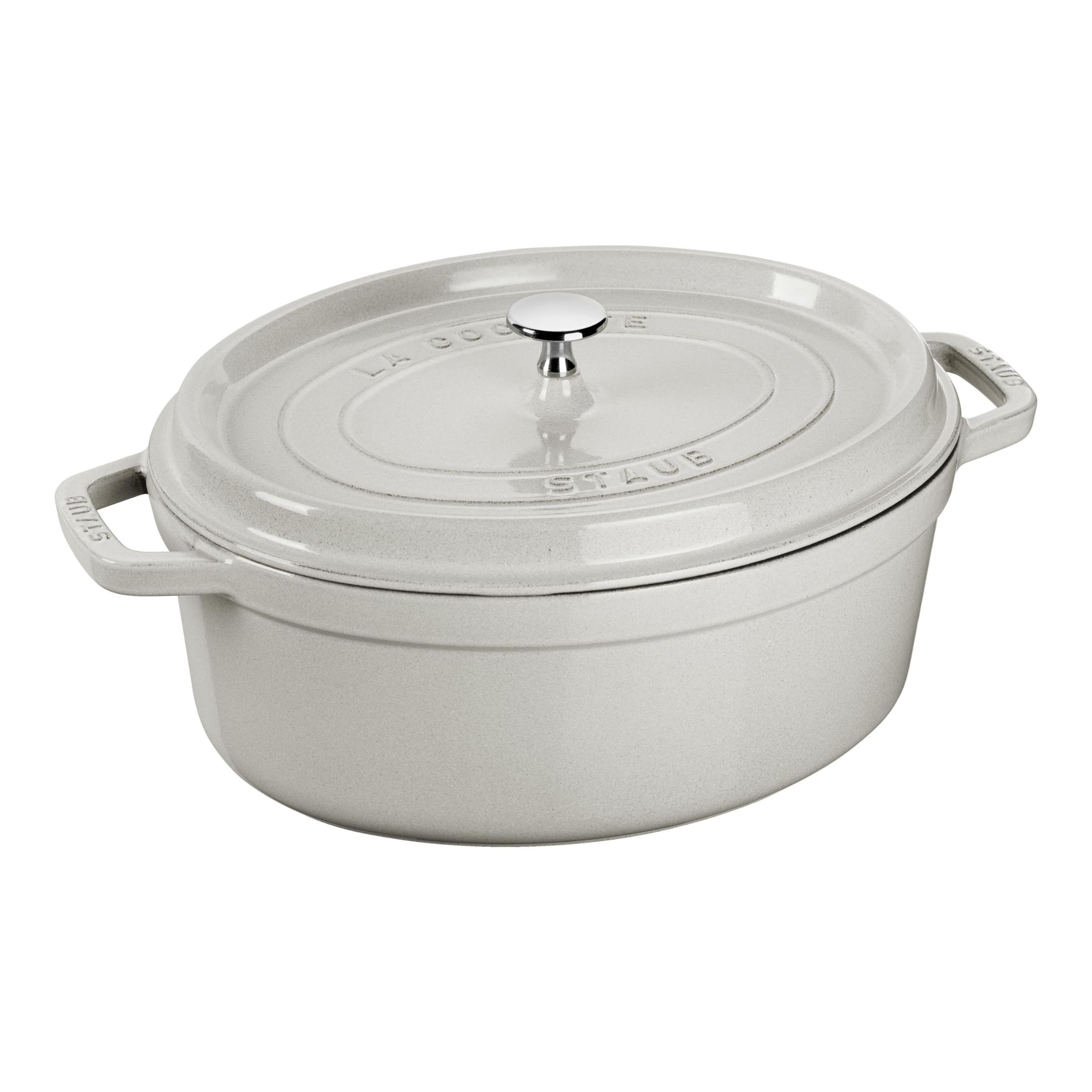 

STAUB 33cm Oval Cast Iron Cocotte White Truffle білий