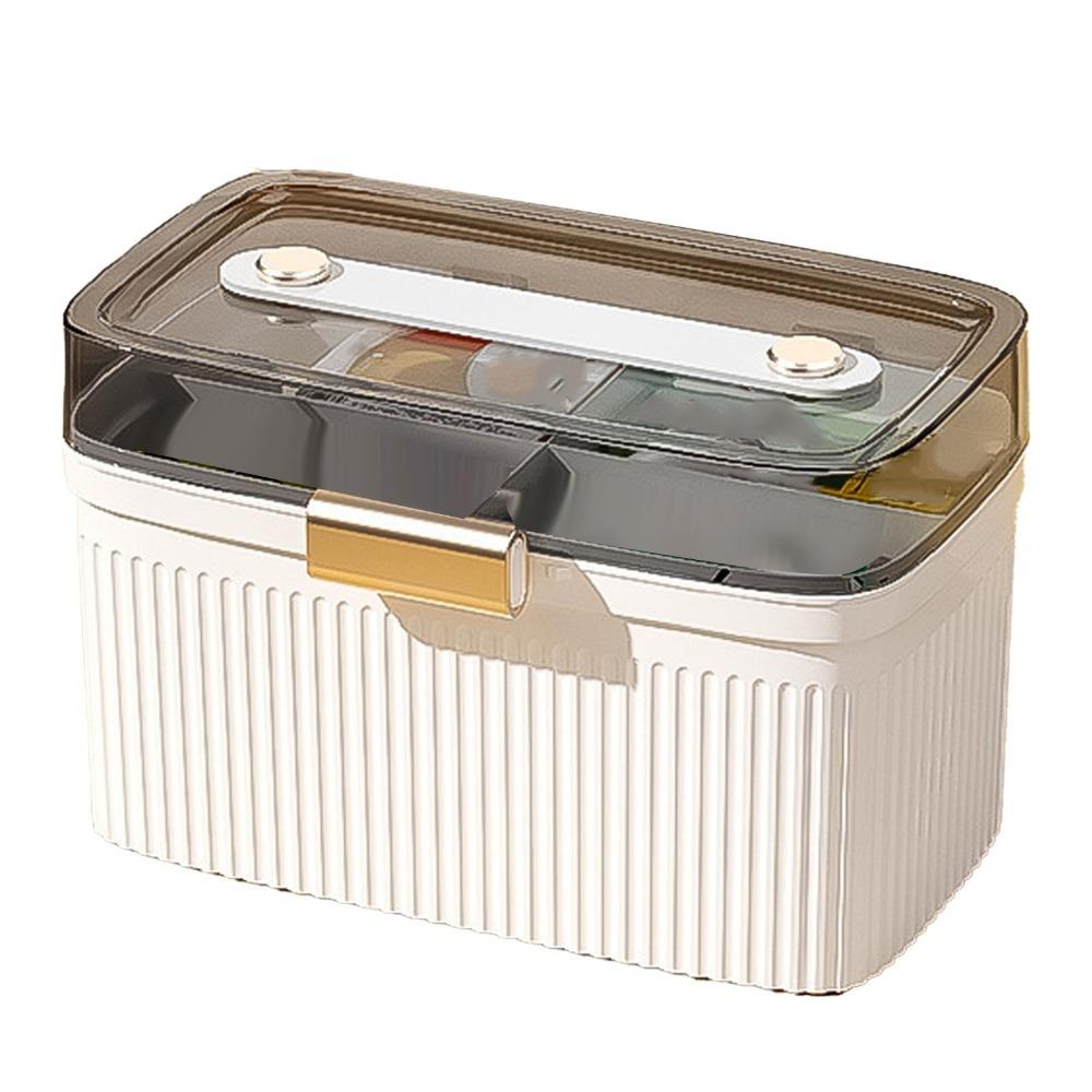 

Emergency Preparedness PP Medicine Box Big Capacity White Color First Aid Case Durable 2 Tiers Portable Storage Box Household