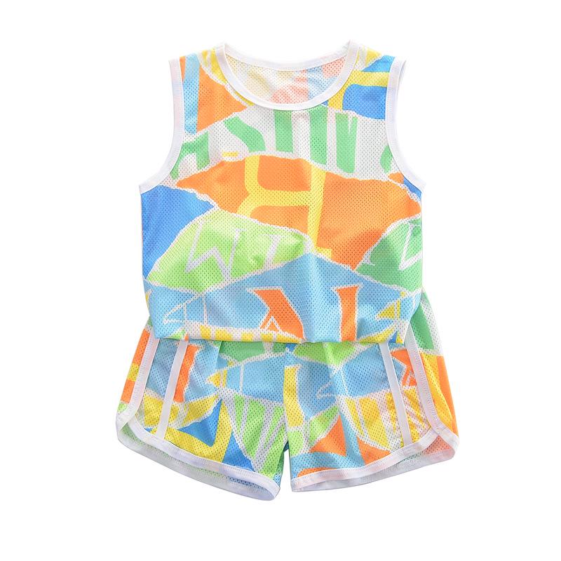 Children's Quick-Dry Summer Sleeveless Set: Boys' Home Wear & Girls' Mesh Tank Top