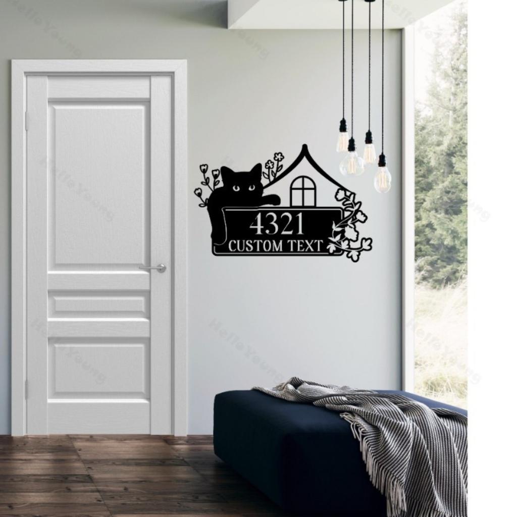 Customizable Cat Metal Surname Sign Black Iron Hot Sale Home Living Room Outdoor Courtyard Decor