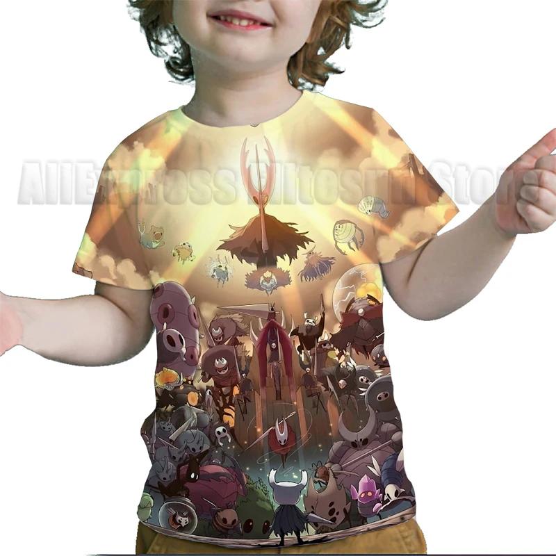 Kids Hollow Knight Silksong T-shirts Fridge Magnet Boys Girls T Shirts Child Cartoon Tshirt Camiseta Summer Toddler Tee Costume