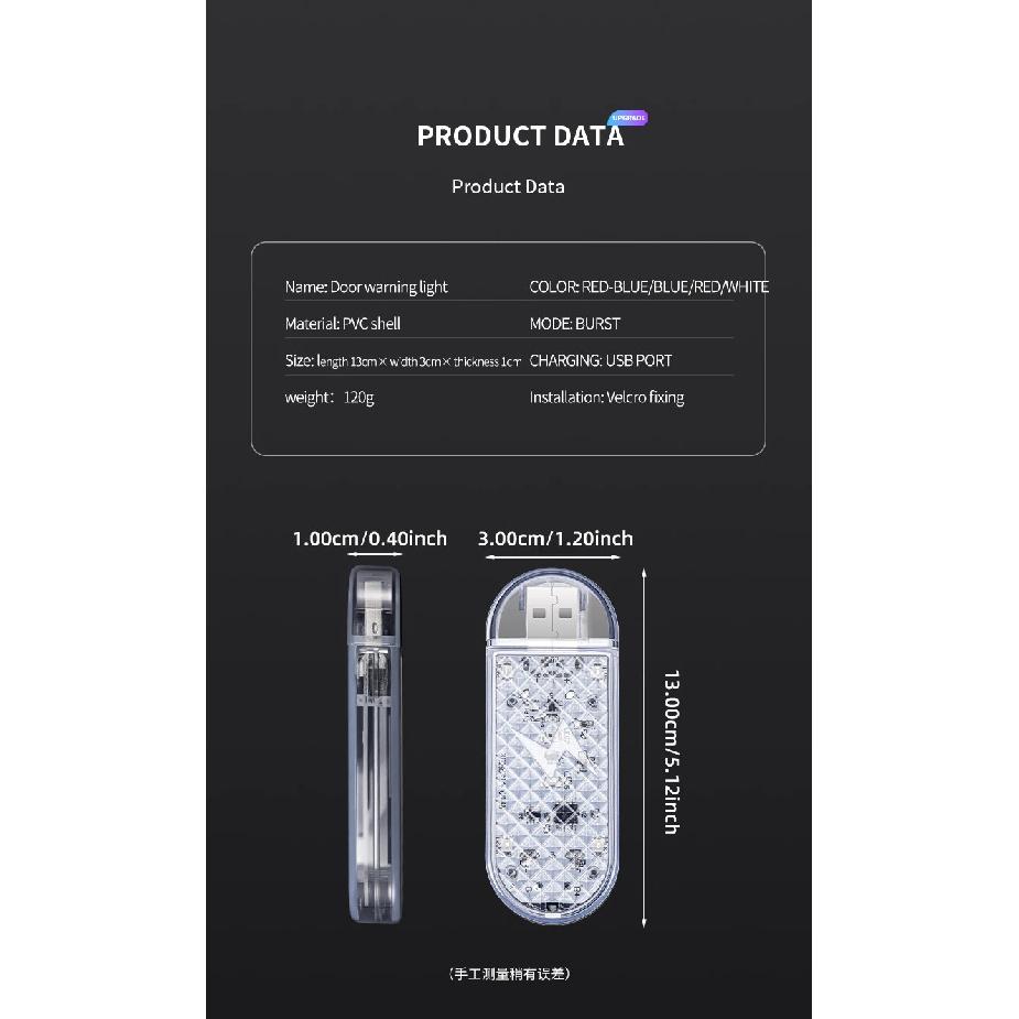 1/2PCS Car RGB LED Door Strobe Warning Signal Lights USB Magnetic Welcome Light Safe Anti-collision Emergency Lamp