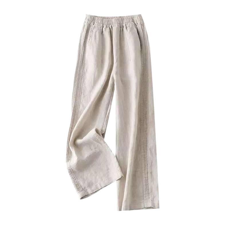 Women's 2026 Summer Drapey Cotton-Linen Wide-Leg Slimming Pants - High-Waisted, Thin, Straight-Leg Casual Style