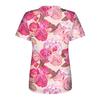 Women's Casual  Wear Printed Short-sleeved V-neck Tops  Workwear Pocket Tops