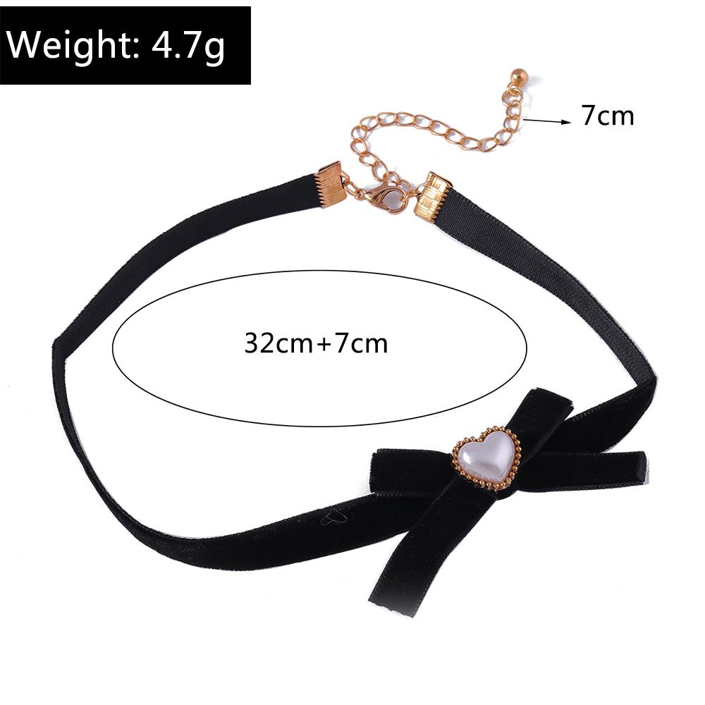 Fashion Black Bowknot Necklace Gothic Heart Lace Velvet Choker Necklaces for Women Girls Party Club Jewelry Gifts