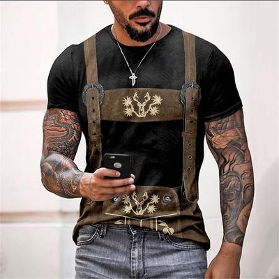 Men's T-shirt Print, Short Sleeved, Top, Role-playing, German, Beer Outfit, Street Fashion T-shirt