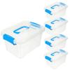5Pcs Clear Plastic Storage Box Desktop Organizer Stackable Container with Lid Handle for Makeup Office Sundries