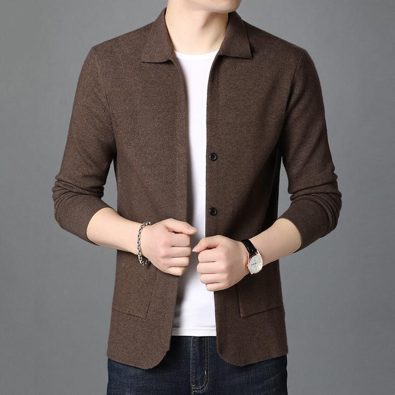 

Повседневная куртка мужская с V-образным вырезом однотонный вязаный кардиган универсальный молодежный свитер мужская куртка 125 коричневый