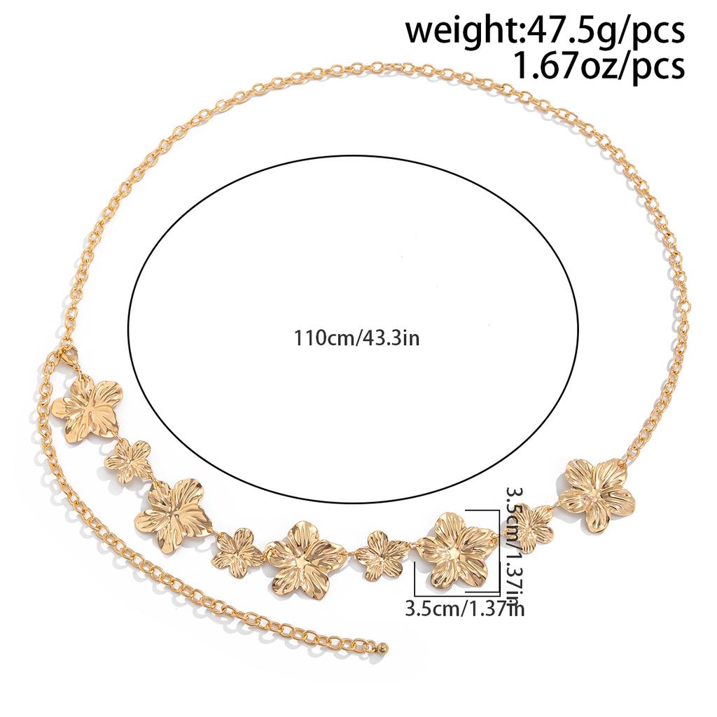Ingemark Ocean Vacation Petal Flower Waist Chain for Women Summer Beach Bikini Belly Belt Party Rave Body Jewelry Accessories