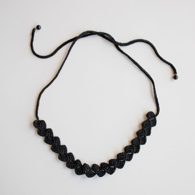 MERRYMOTIVE Black Silky Crochet Knit Choker