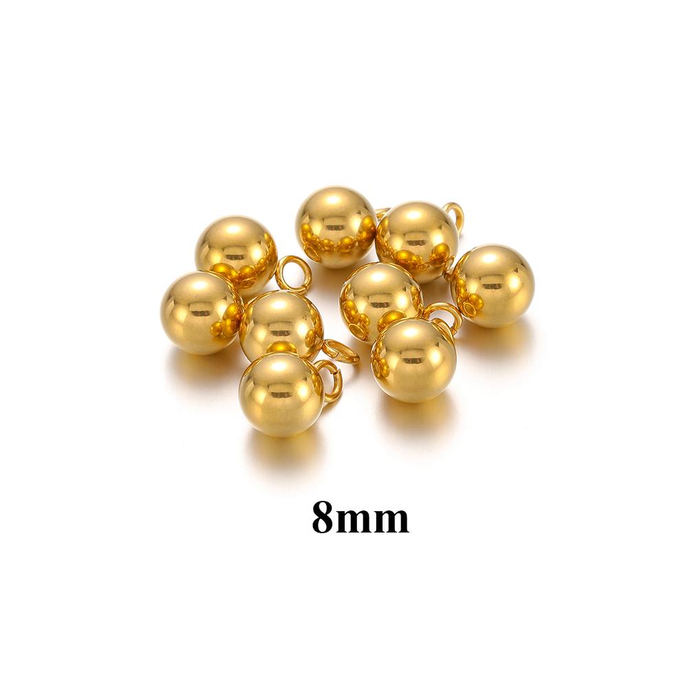 20pcs Stainless Steel Solid Ball Beads Charms Pendants Necklace Making DIY Jewelry Earrings Findings Bracelets Supplies