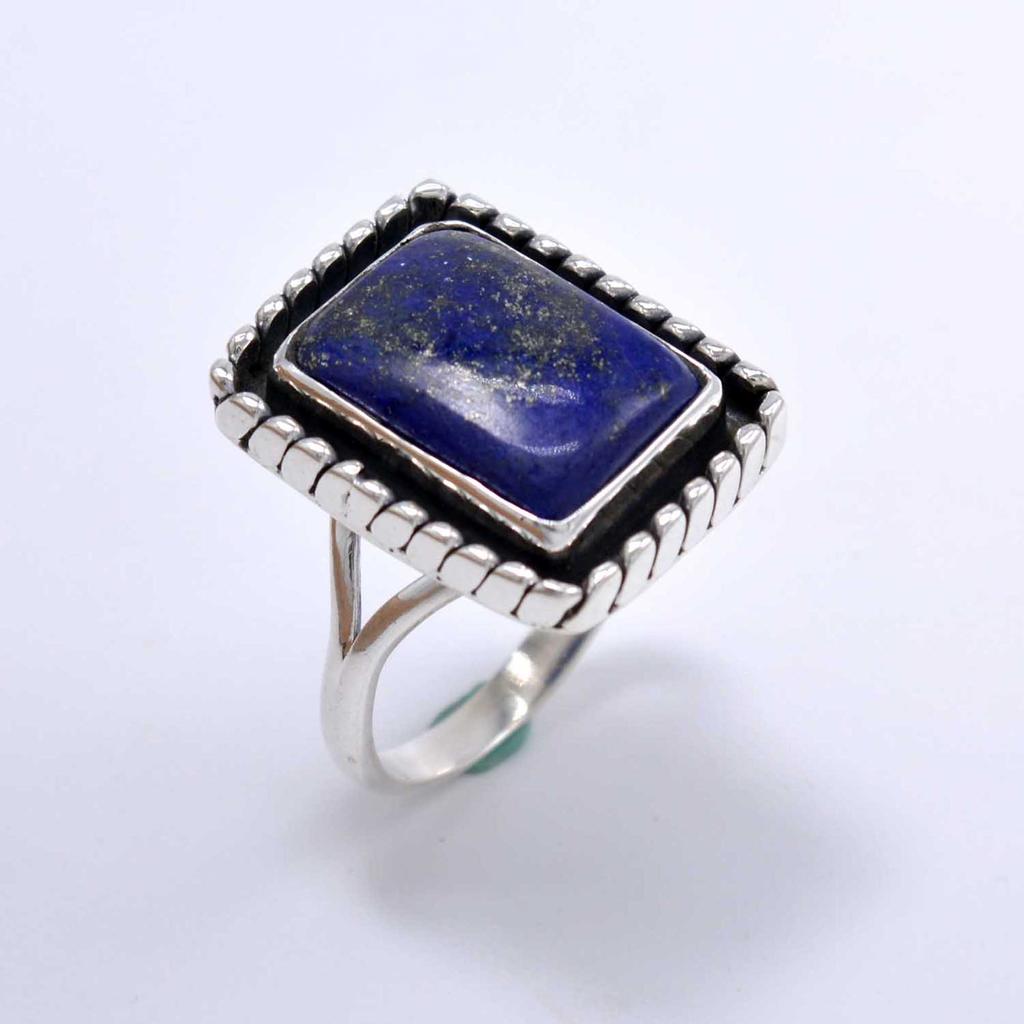 Lapislazuli-Ring aus 925er-Sterlingsilber, handgefertigter Ringschmuck mit natürlichem Edelstein