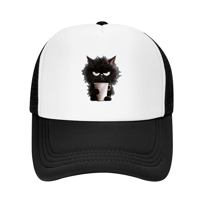 Cup Black Cat Printed Baseball Cap Fashionable and Multifunctional Duckbill Cap Adjustable and Trendy
