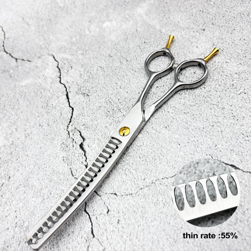 

7,5 дюймов Профессиональные серебристые ножницы для груминга питомцев, изогнутые вверх ножницы для стрижки шерсти собак для грумера и домашнего использования
