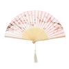 Silk Material Vintage Silk Folding Fan Bamboo Frame Dance Fan Elegant Hand Fan  Dance Performance