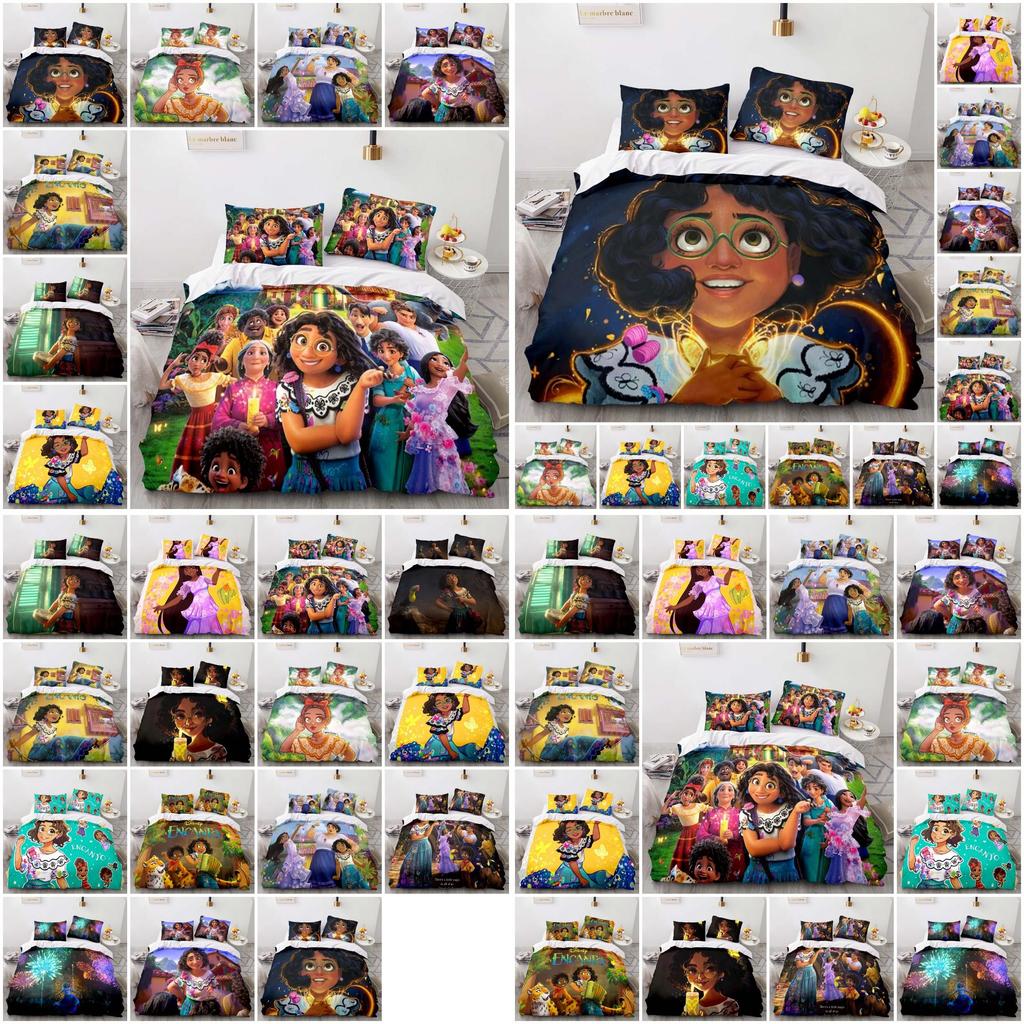 Disney Encanto Cartoon Print 2/3-pcs Bed Set Soft Bedding Set Cover